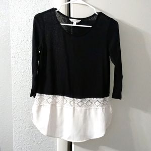 Black and white blouse.